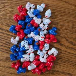 Patriotic Themed 100 Mini Resin Duck Figurines, Red, White, and Blue Star Print
